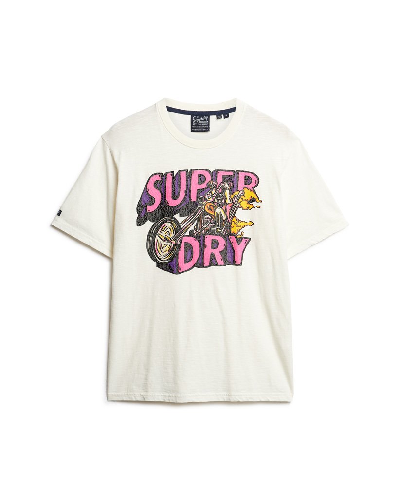 motor retro graphic t-shirt in nieuw krijtwit