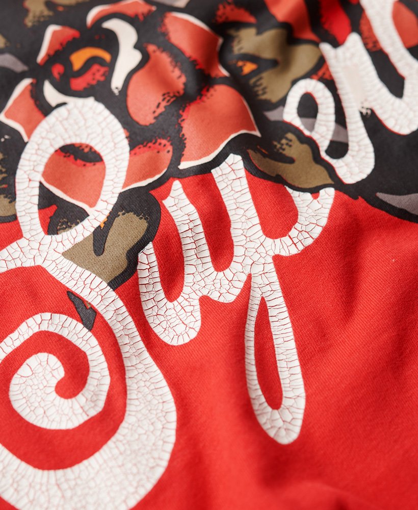 tattoo script print op de voorkant t-shirt in soda pop red