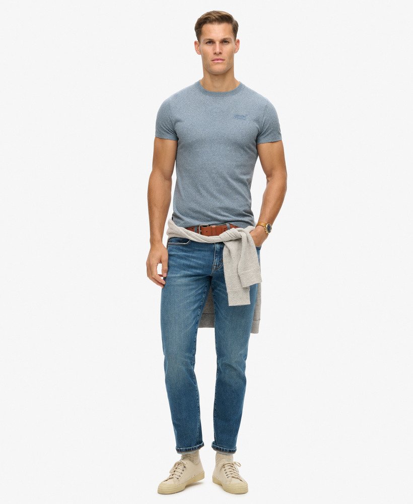 t-shirt met essential-logo van biologisch katoen in bay blue marl.