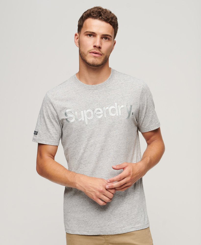 t-shirt met tonale geborduurde logo in sportief grijs gemêleerd