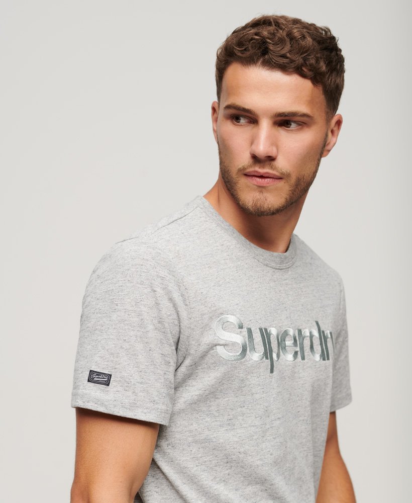 t-shirt met tonale geborduurde logo in sportief grijs gemêleerd