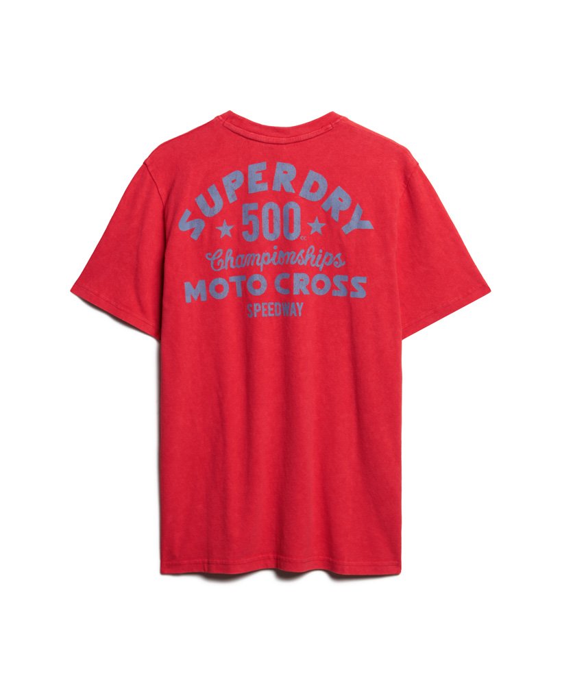 vintage americana grafisch t-shirt in frisdrankrood.