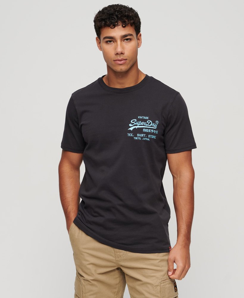 neon vintage logo t-shirt in zwart