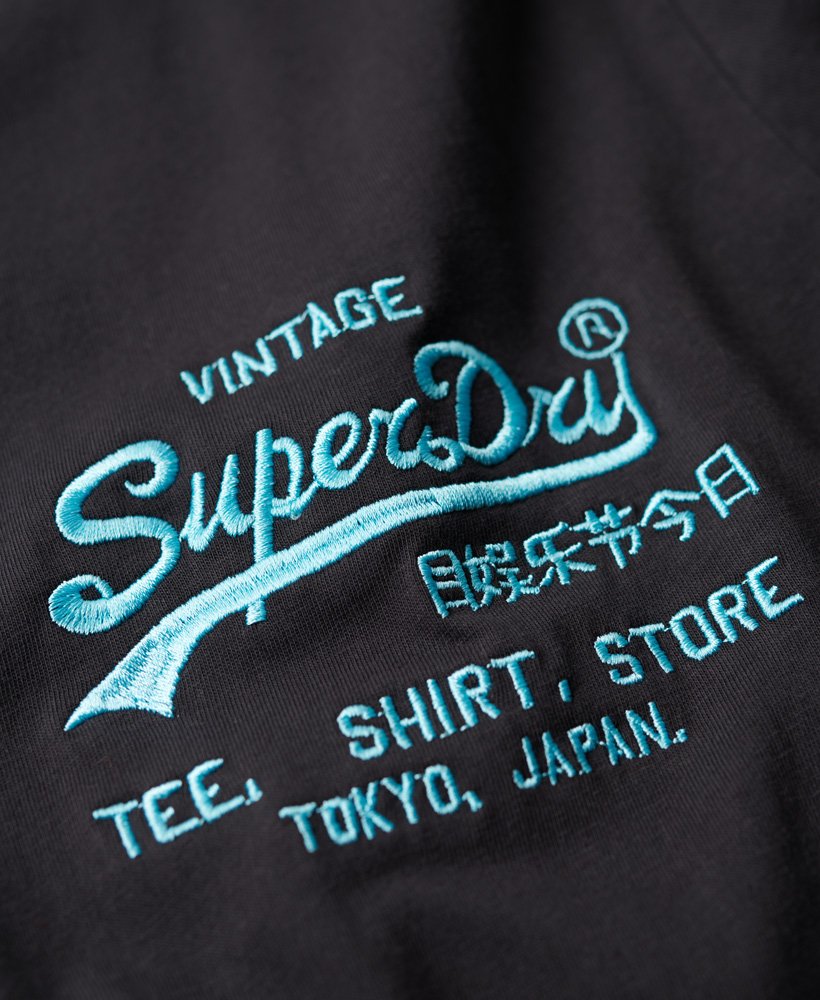 neon vintage logo t-shirt in zwart