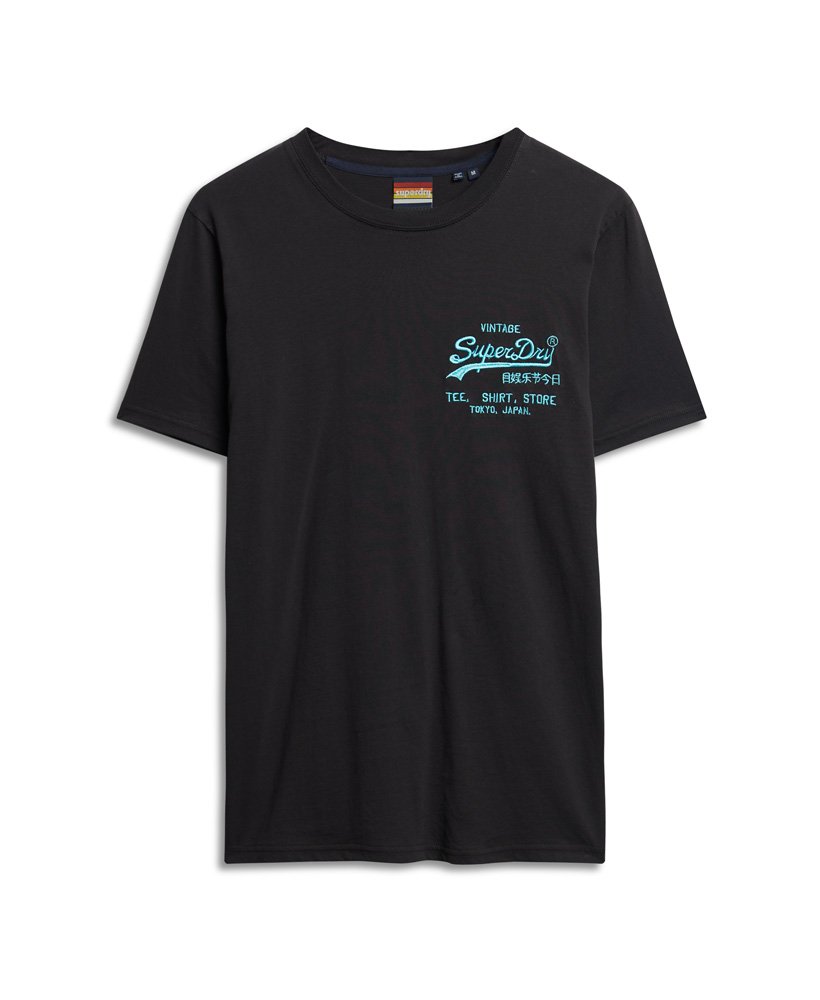 neon vintage logo t-shirt in zwart