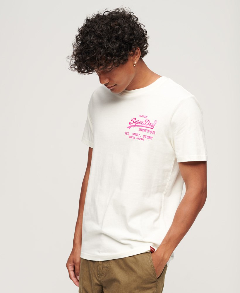 neon vintage logo t-shirt in ecru