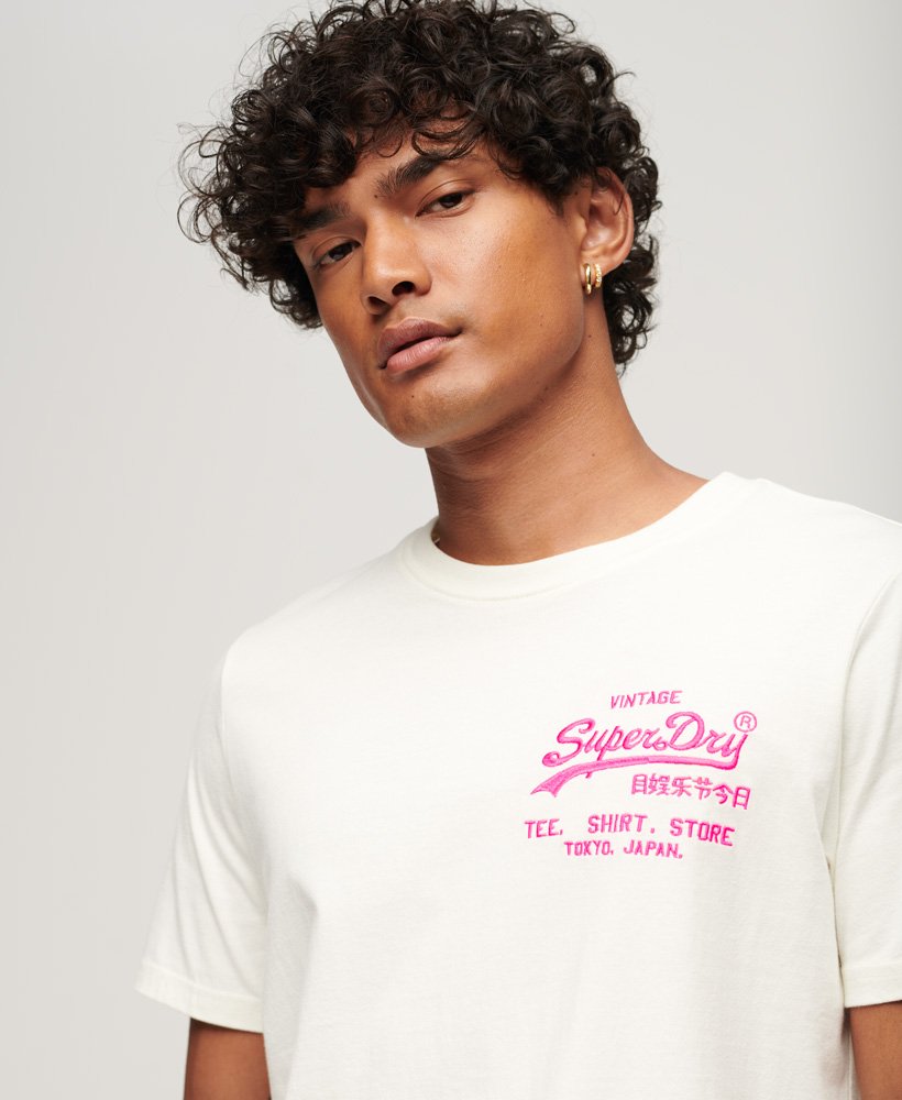 neon vintage logo t-shirt in ecru