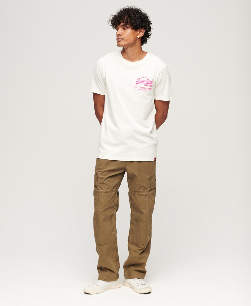 neon vintage logo t-shirt in ecru