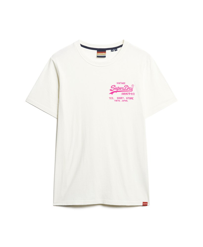neon vintage logo t-shirt in ecru
