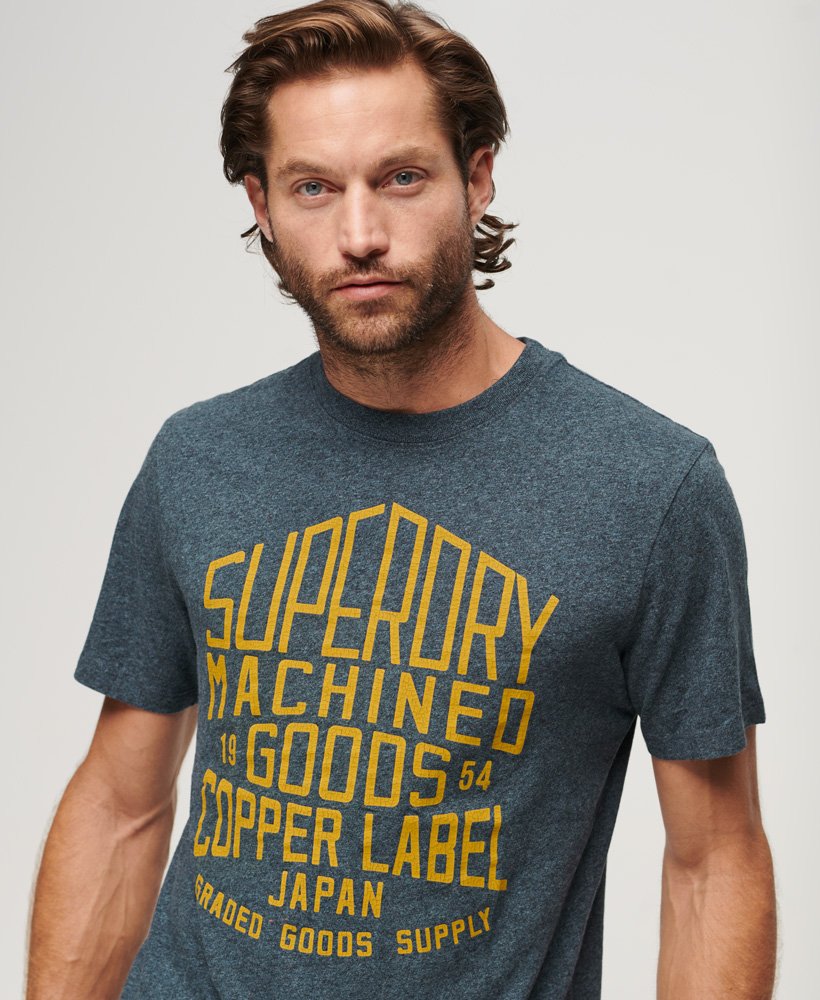 copper label workwear t-shirt in airborne navy jaspe marl