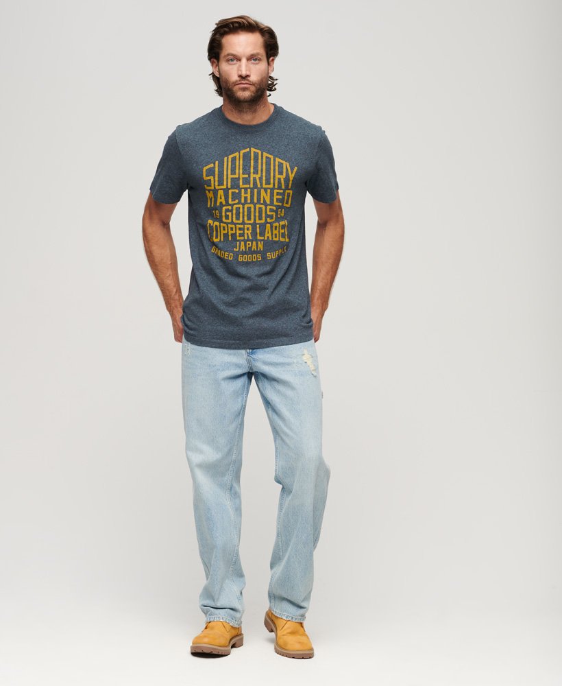 copper label workwear t-shirt in airborne navy jaspe marl