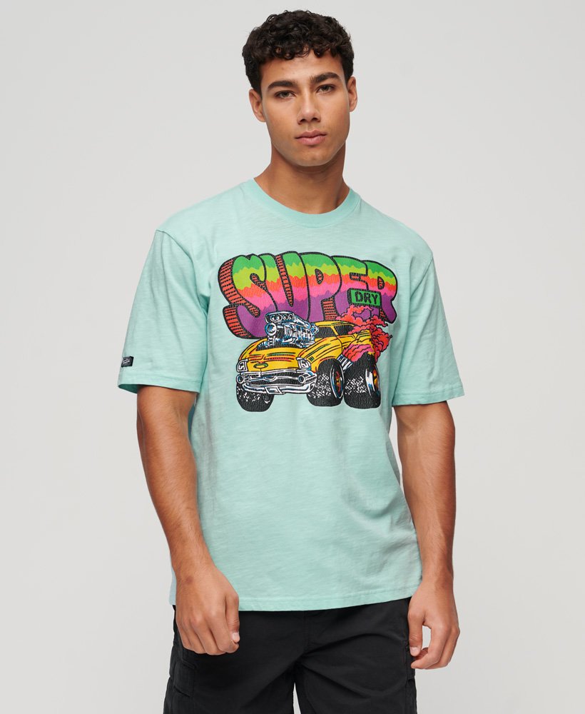 motor retro graphic t-shirt in hemelsblauw