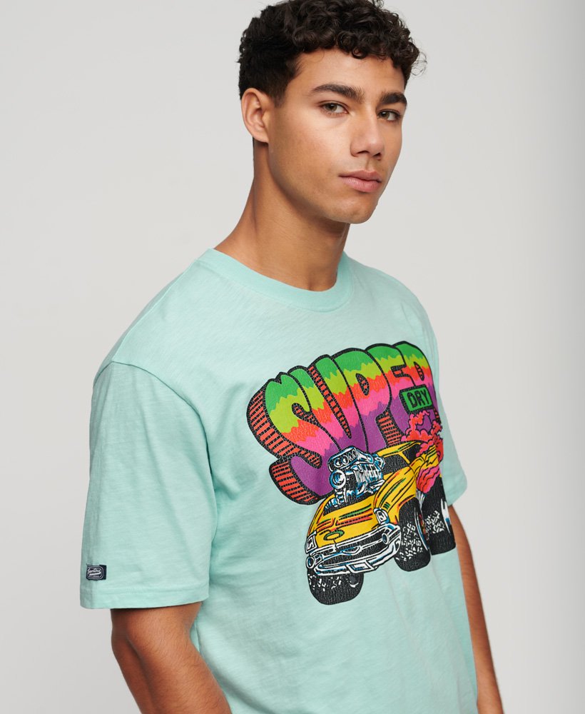 motor retro graphic t-shirt in hemelsblauw