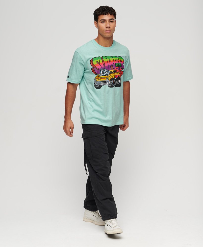 motor retro graphic t-shirt in hemelsblauw