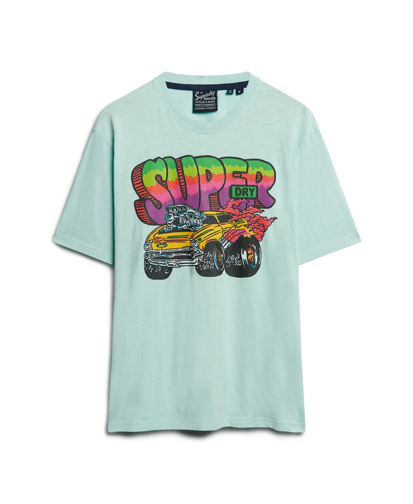 motor retro graphic t-shirt in hemelsblauw