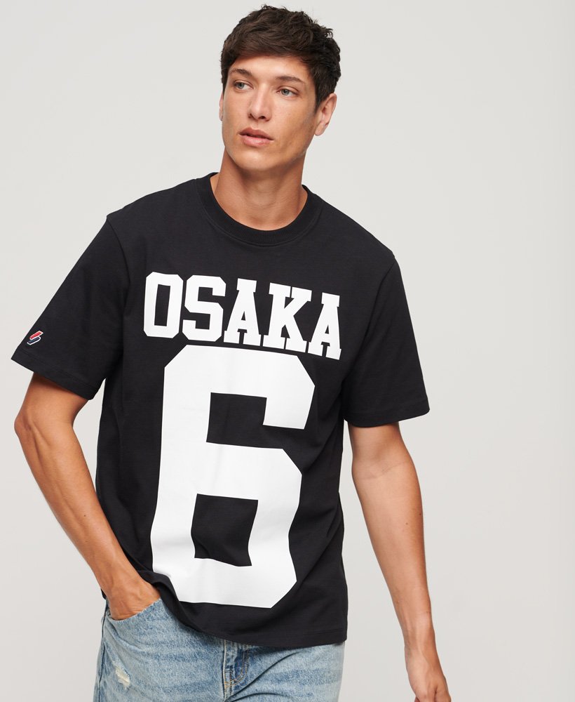 osaka logo losvallend t-shirt in zwart