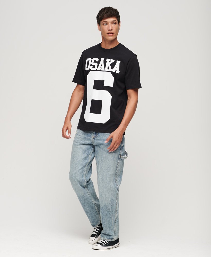 osaka logo losvallend t-shirt in zwart