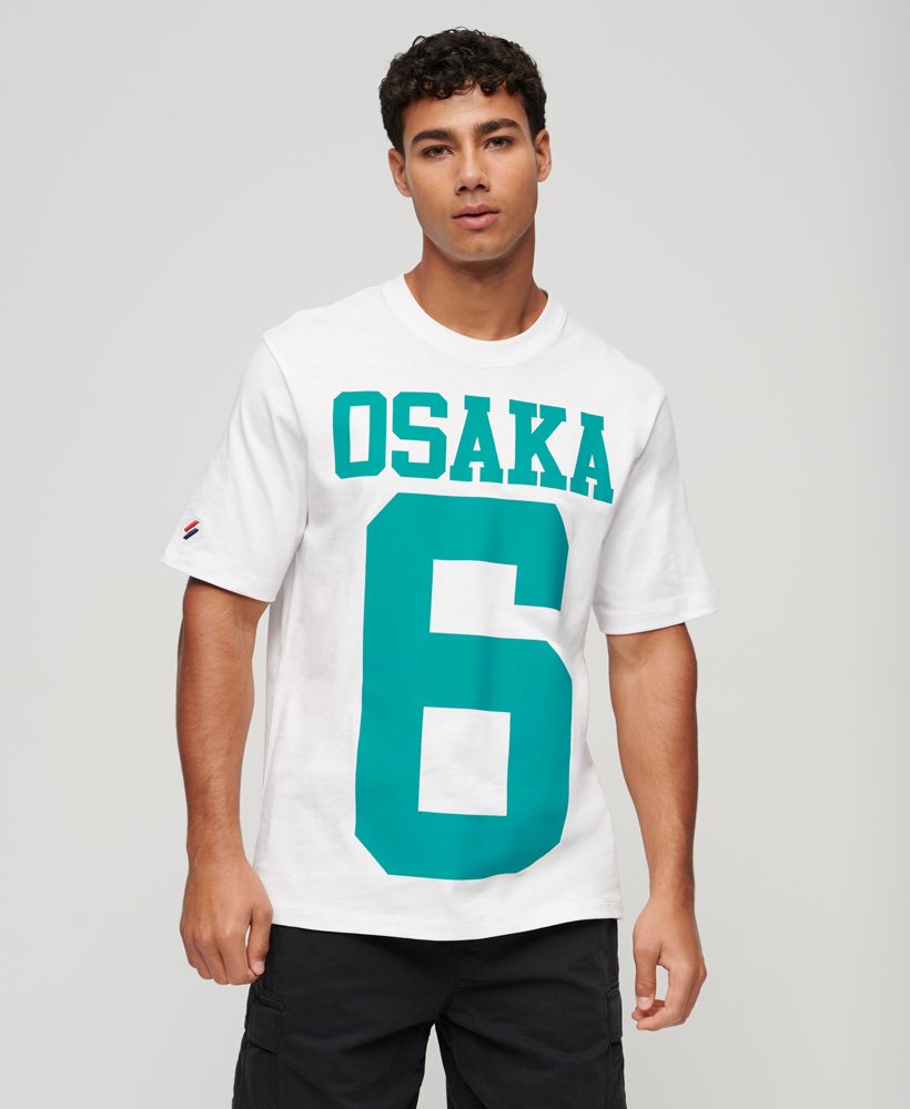 osaka logo losvallend t-shirt in stralend wit