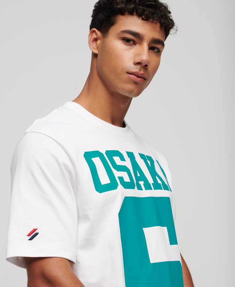 osaka logo losvallend t-shirt in stralend wit