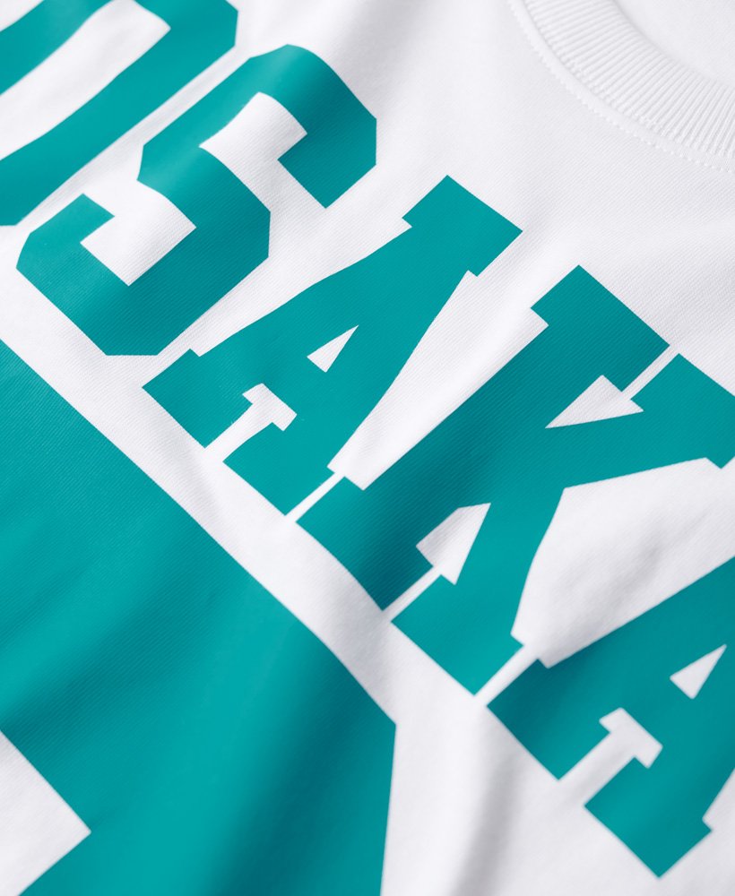 osaka logo losvallend t-shirt in stralend wit