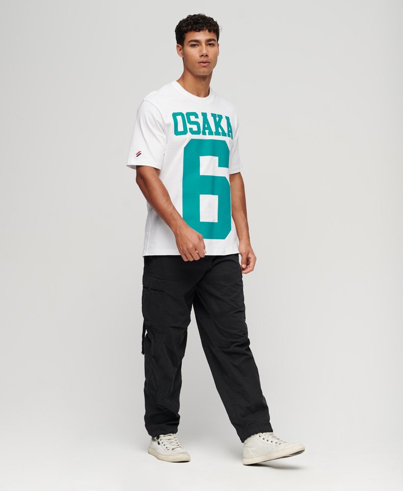 osaka logo losvallend t-shirt in stralend wit