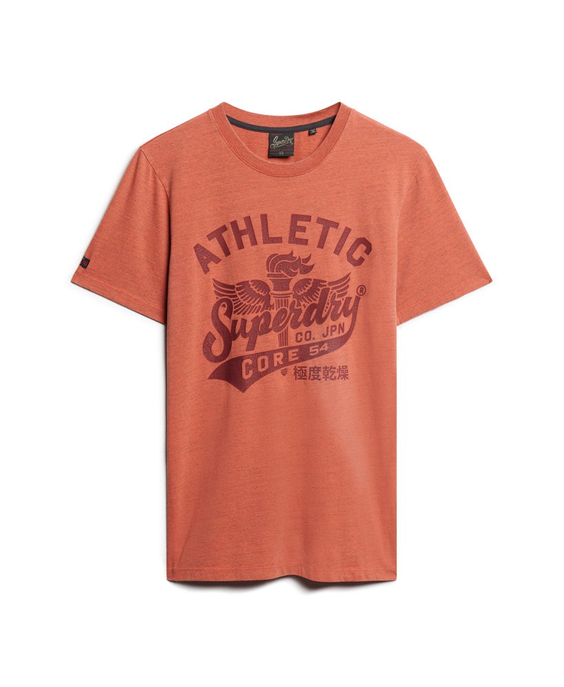 college scripted graphic t-shirt in paprika overdyed marl