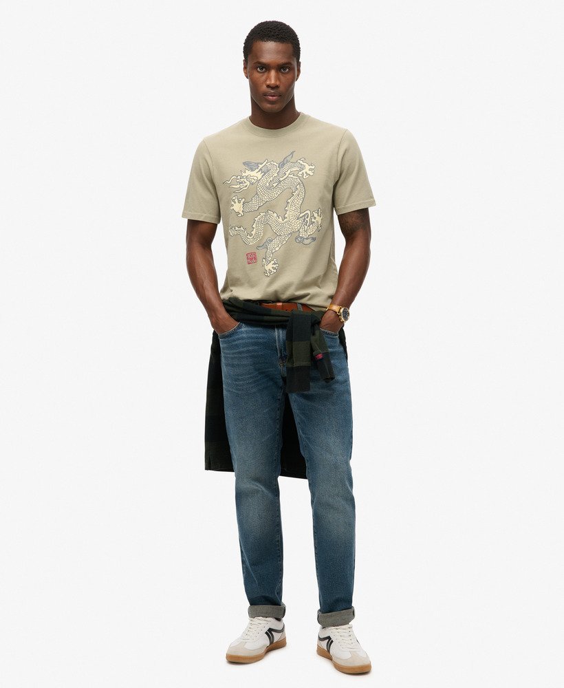 superdry x komodo vintage t-shirt in licht kaki groen