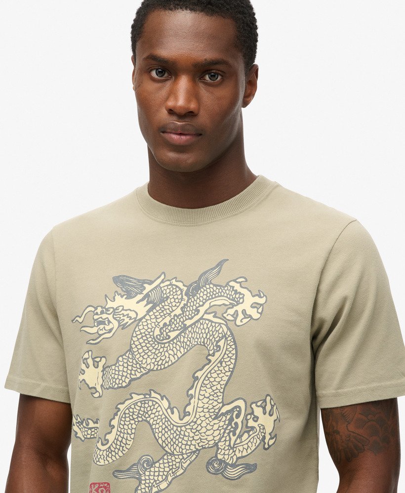 superdry x komodo vintage t-shirt in licht kaki groen