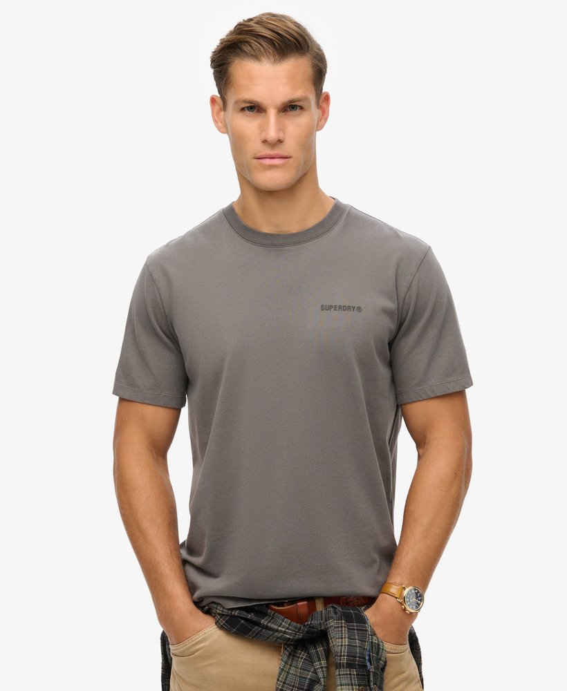 overgeverfd logo losvallend t-shirt in donker leigrijs