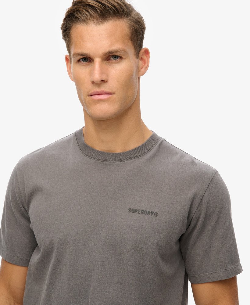 overgeverfd logo losvallend t-shirt in donker leigrijs