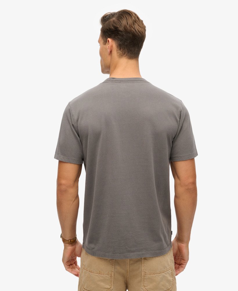 overgeverfd logo losvallend t-shirt in donker leigrijs