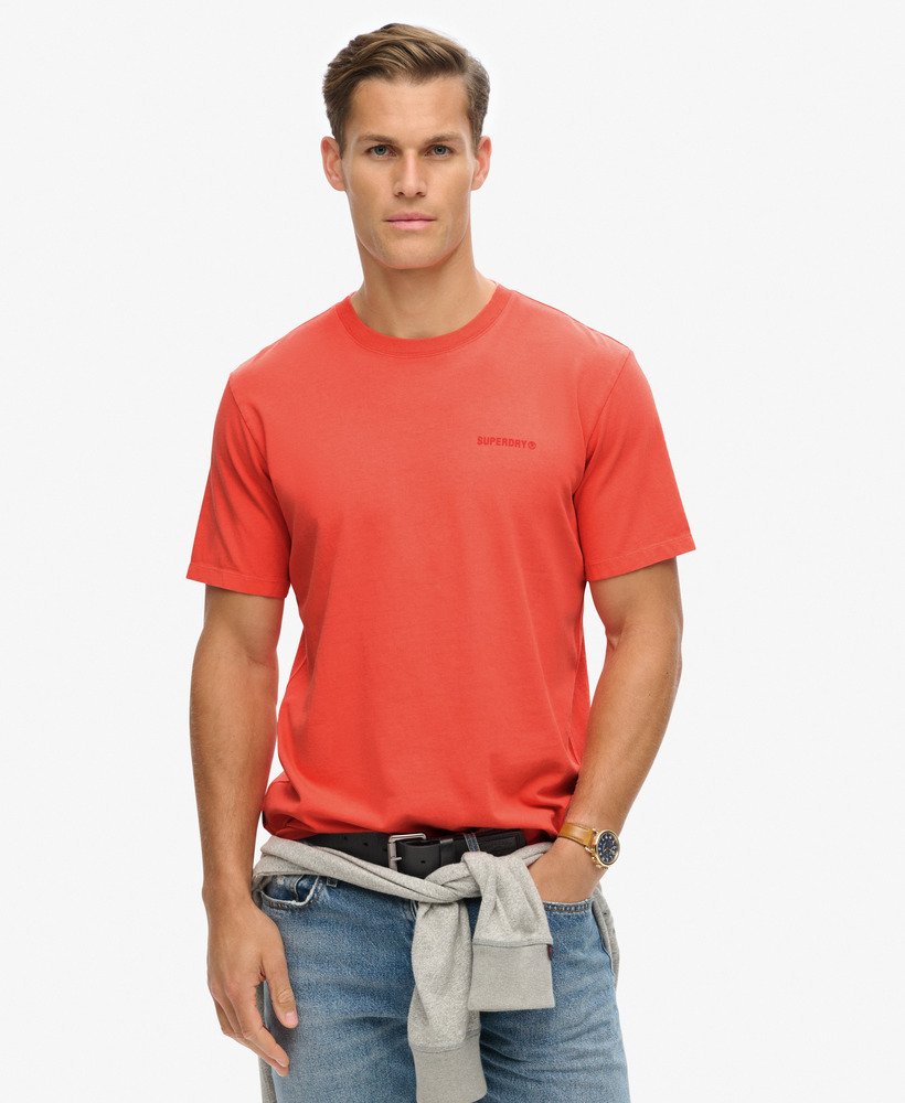 overgeverfd logo losvallend t-shirt in hot coral