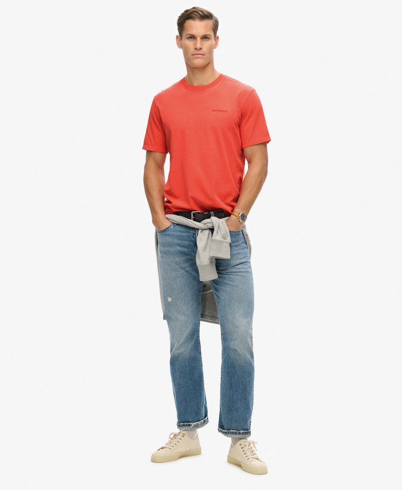 overgeverfd logo losvallend t-shirt in hot coral