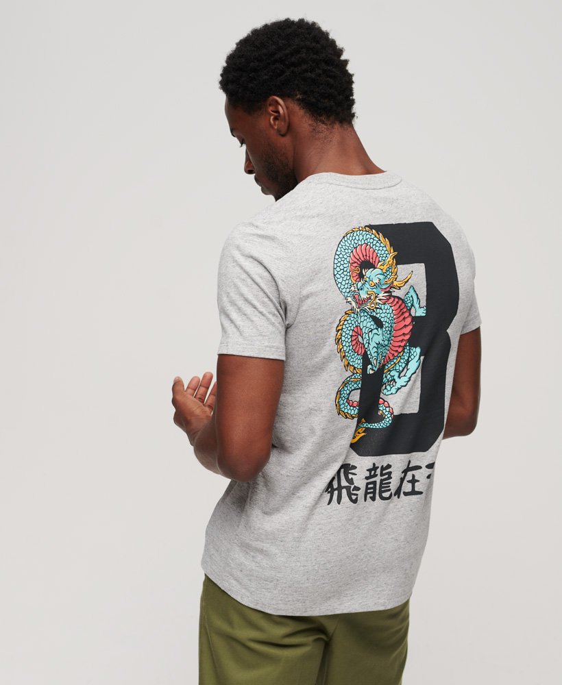 grafisch t-shirt voor chinees nieuwjaar in sportief grijs gemêleerd.