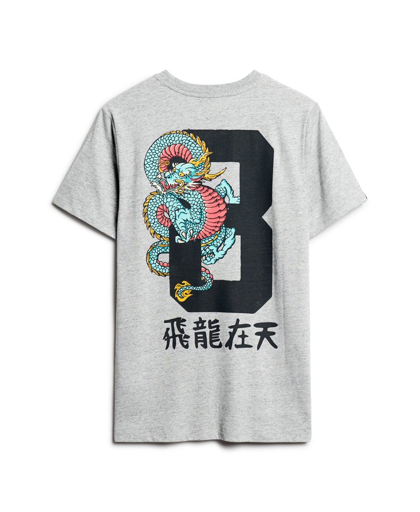 grafisch t-shirt voor chinees nieuwjaar in sportief grijs gemêleerd.