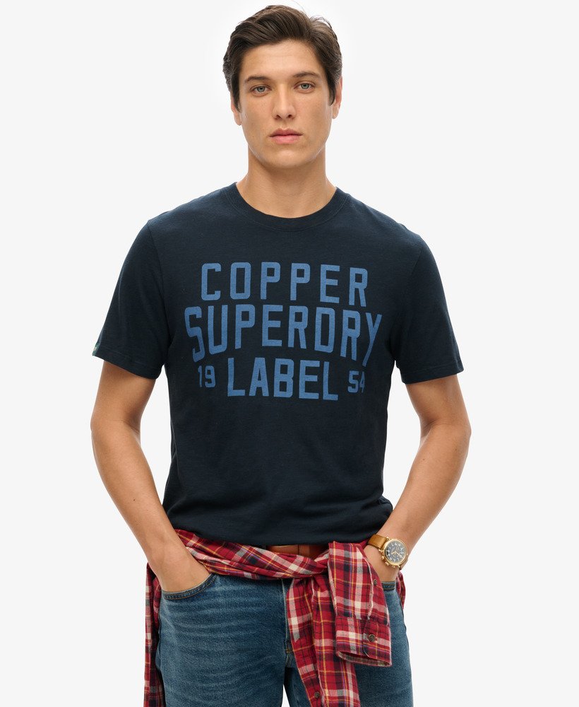 copper label workwear t-shirt in eclipse navy slub