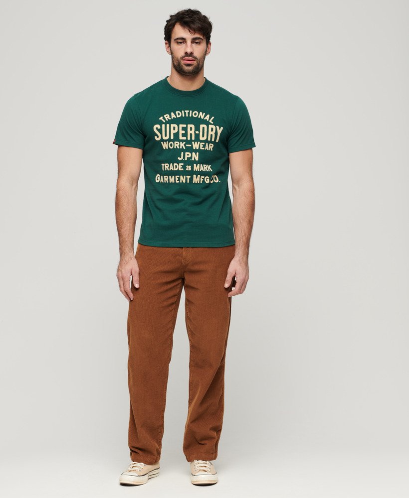 werkshirt met flockprint in bengreen marl
