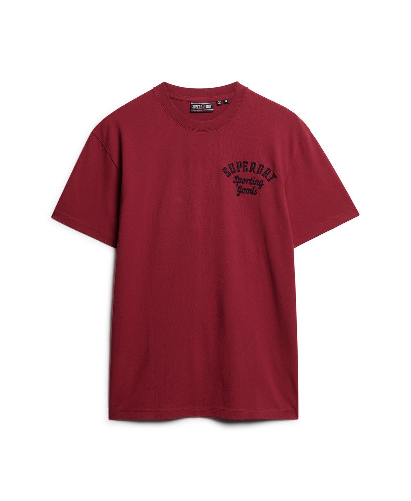 geborduurd superstate athletic logo t-shirt in chilipeperrood.