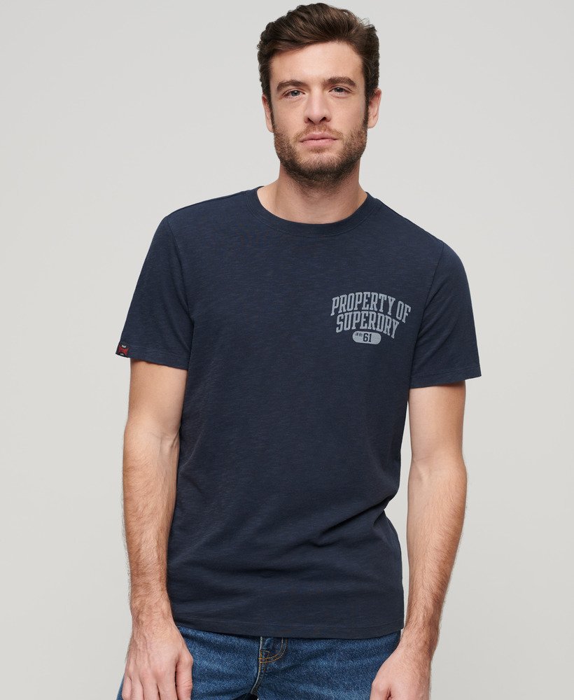 grafisch t-shirt van athletic college in eclipse navy slub