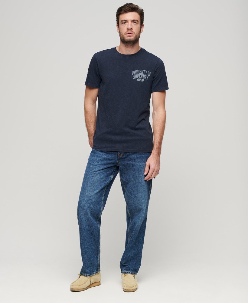 grafisch t-shirt van athletic college in eclipse navy slub