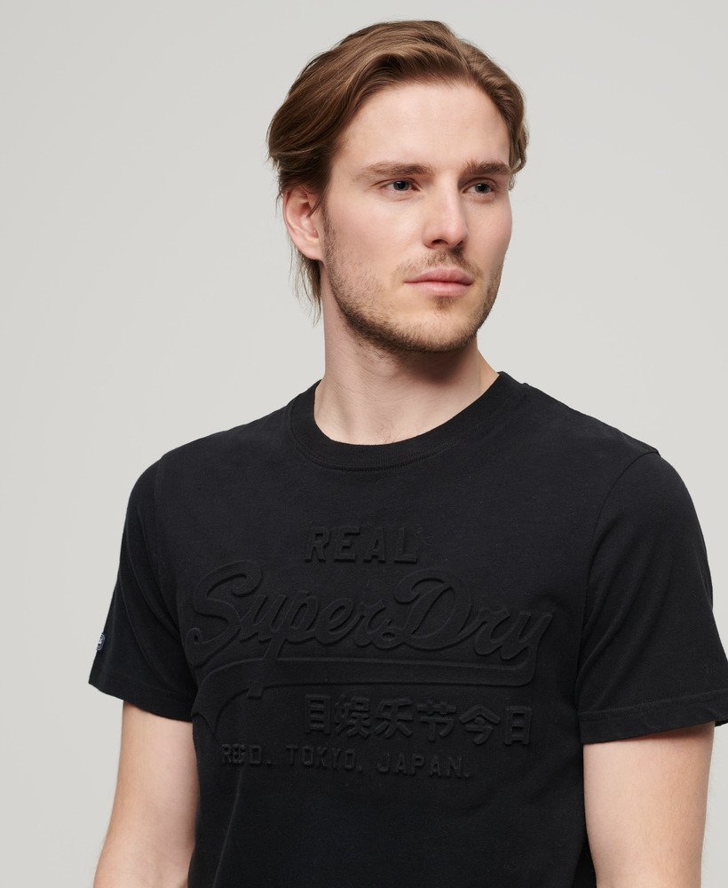 t-shirt met reliëf vintage logo in gitzwart