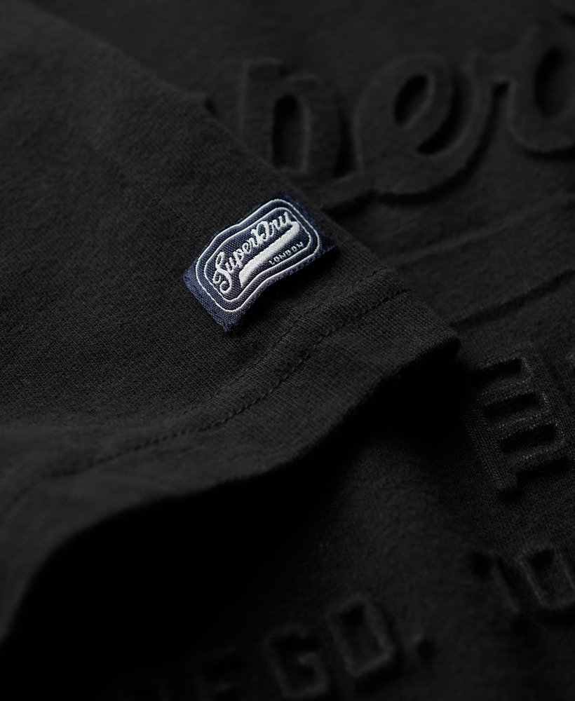 t-shirt met reliëf vintage logo in gitzwart