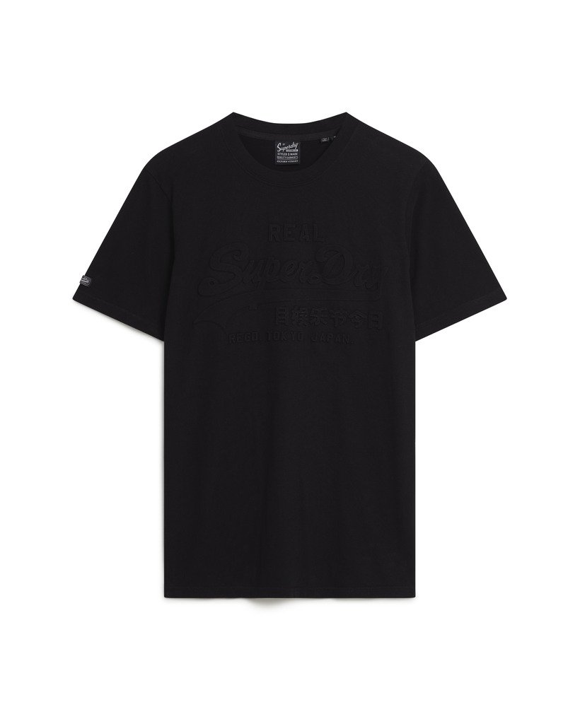 t-shirt met reliëf vintage logo in gitzwart