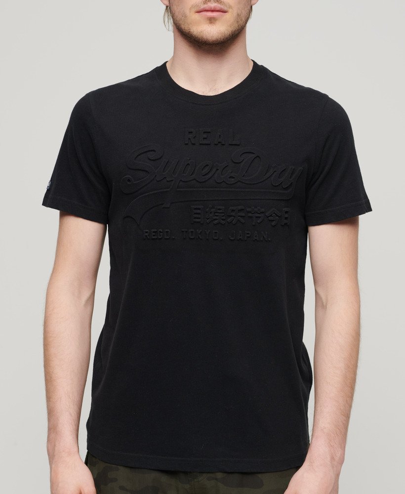 t-shirt met reliëf vintage logo in gitzwart
