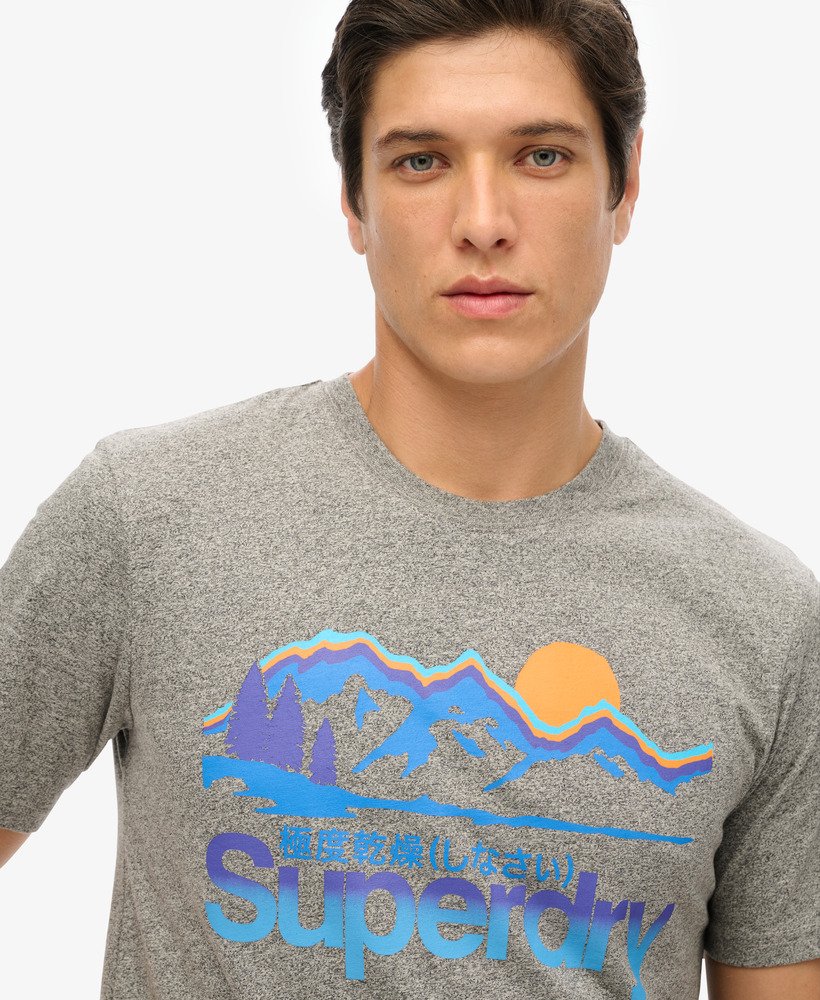core logo great outdoors t-shirt in asfaltgrijs met structuur.