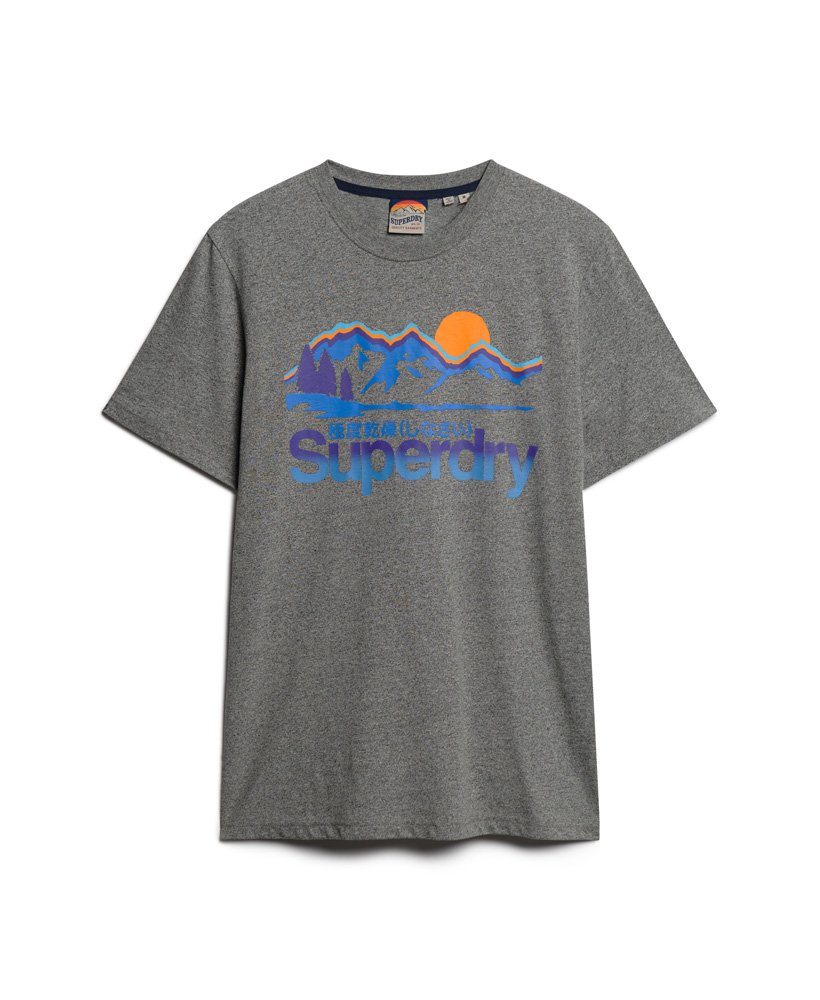 core logo great outdoors t-shirt in asfaltgrijs met structuur.