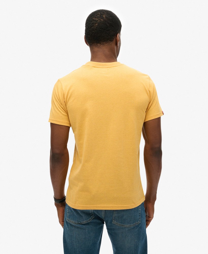 werkshirt met flockprint in ambergeel gemêleerd