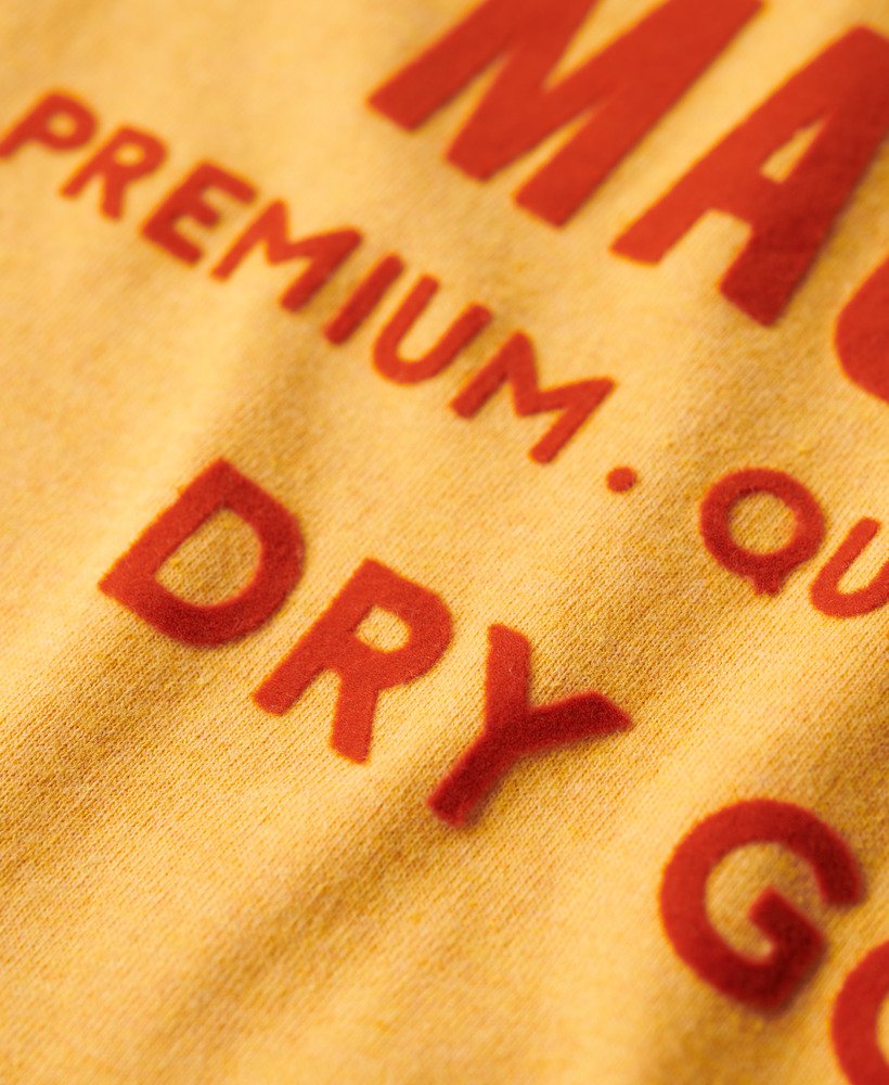werkshirt met flockprint in ambergeel gemêleerd