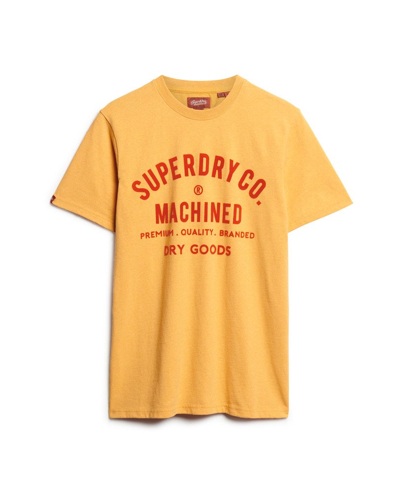 werkshirt met flockprint in ambergeel gemêleerd
