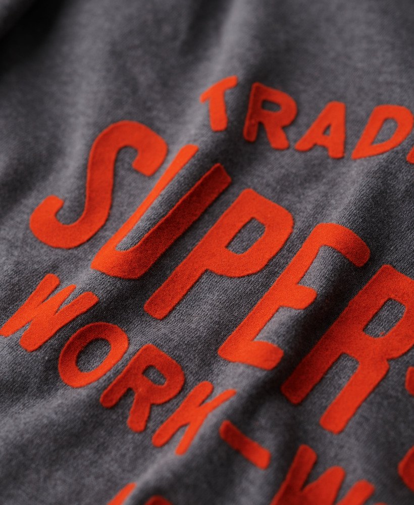 werkshirt met flockprint in granietgrijs gemêleerd
